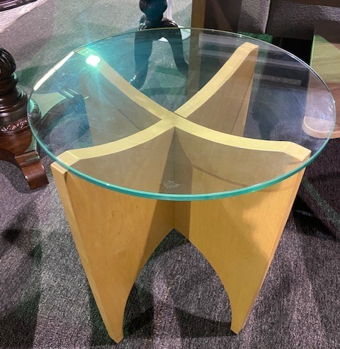 18″ Dia. Glass Top Side Table