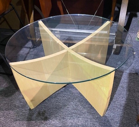 30″ Dia. Glass Top Coffee Table