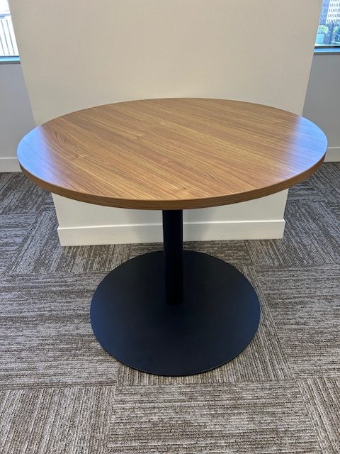 36″ round walnut table
