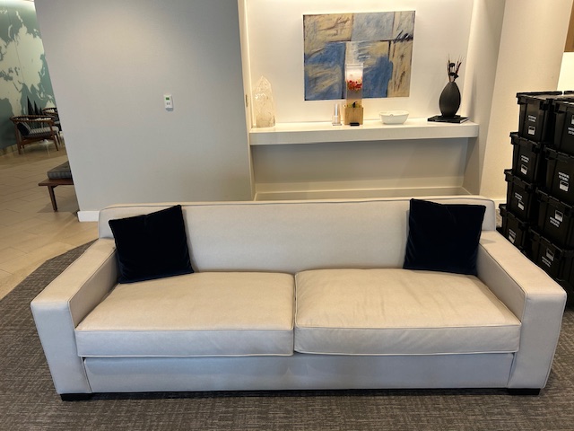Beige leather sofa