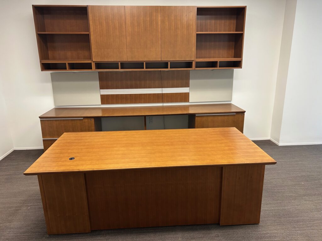Executive Desk & Credenza with overhead