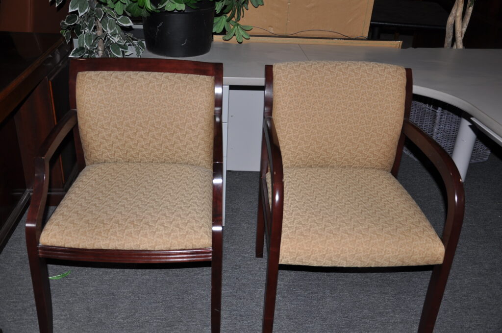 Hon dark cherry/gold fabric guest chairs