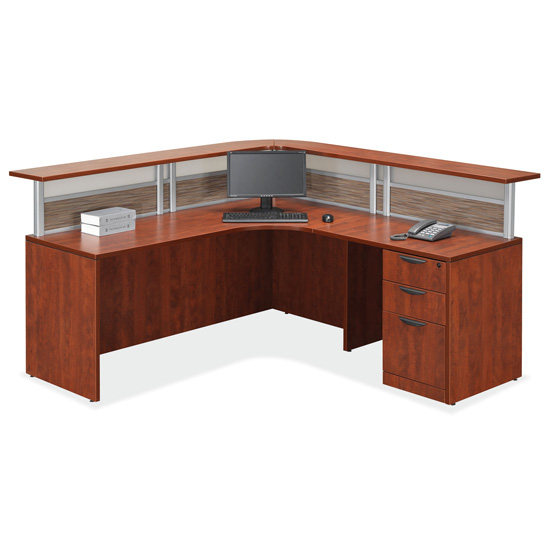 Receptionist desk with phone and monitor