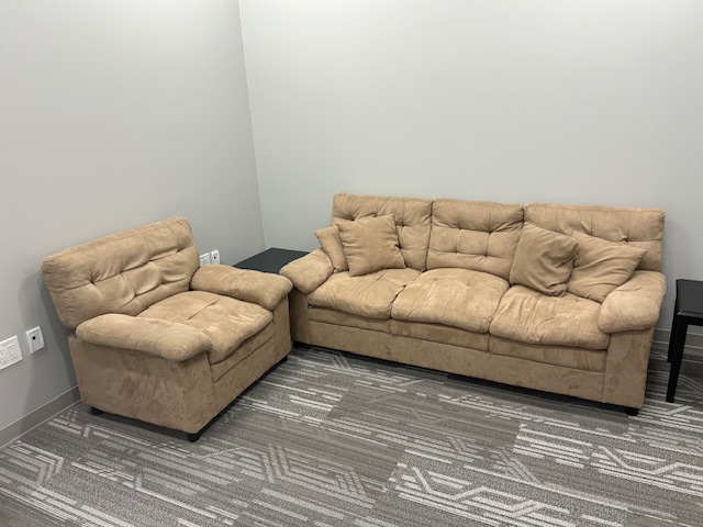 Tan fabric sofa
