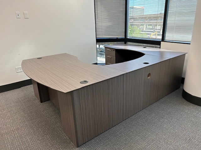 Walnut laminate U shape desk